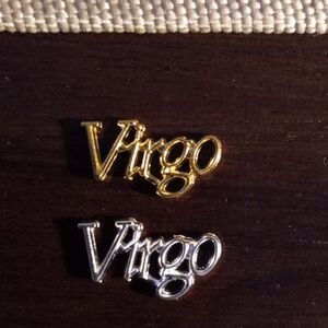 NEW VIRGO ZODIAC GOLD & SILVER TONE 3D METAL NAIL CHARMS (2PCS)